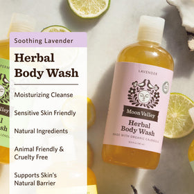 Moon Valley Organics pump close-up highlighting easy dispensing and leak resistance