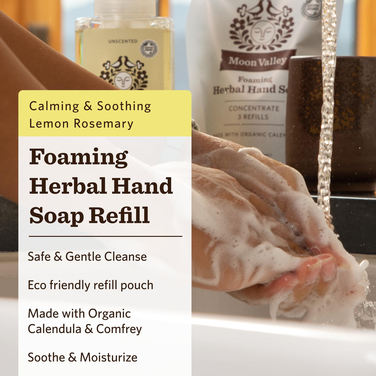 Moon Valley Organics close-up ingredients label highlighting vegan natural formula