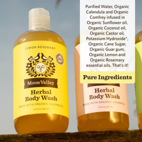 Moon Valley Organics foamy lather on hand demonstrating moisturizing texture and gentle cleanse