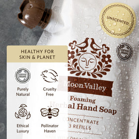 Moon Valley Organics pouch beside common items to show 10.7 oz size and lasting value