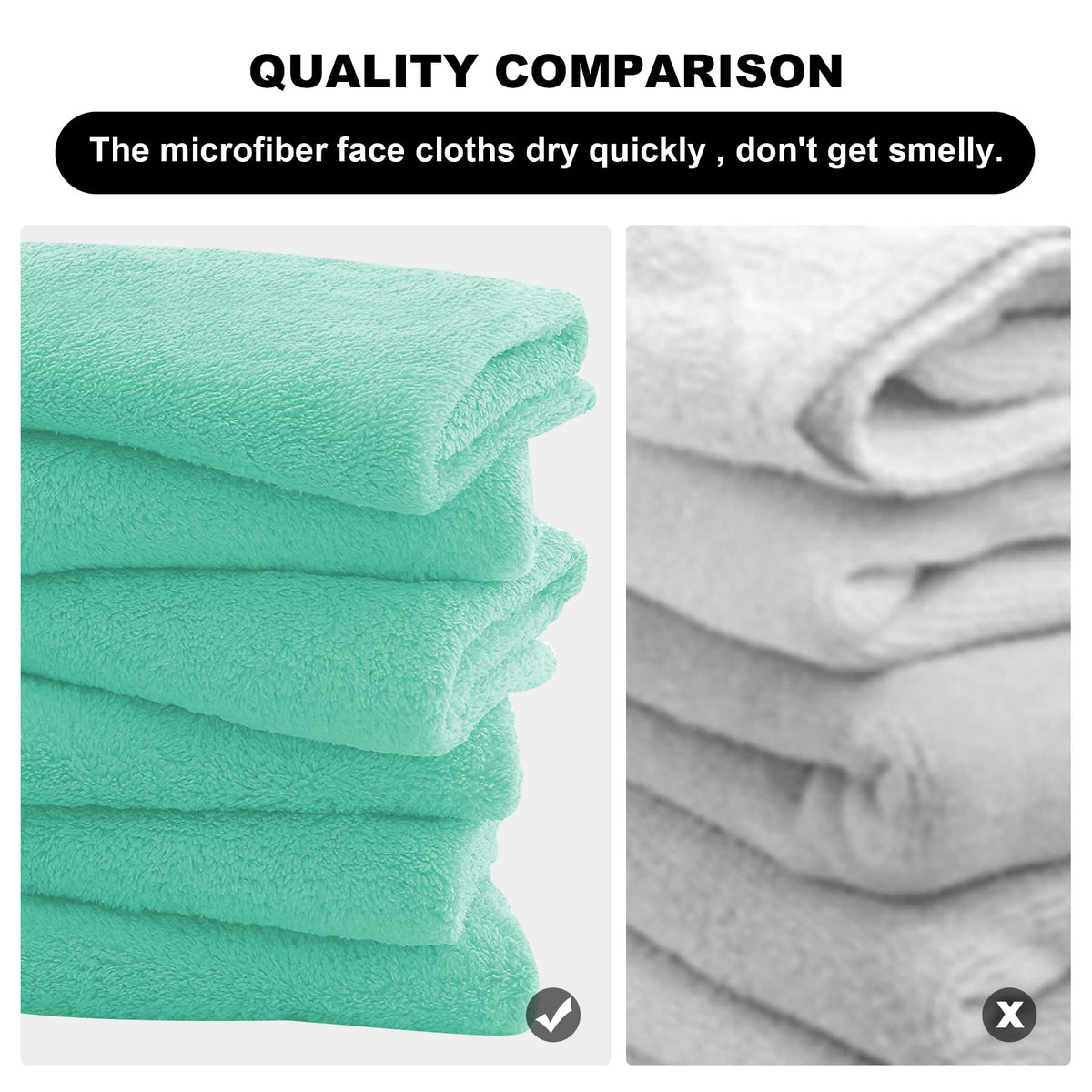 MOONQUEEN cloths hanging to dry in bathroom showing quick-dry benefit