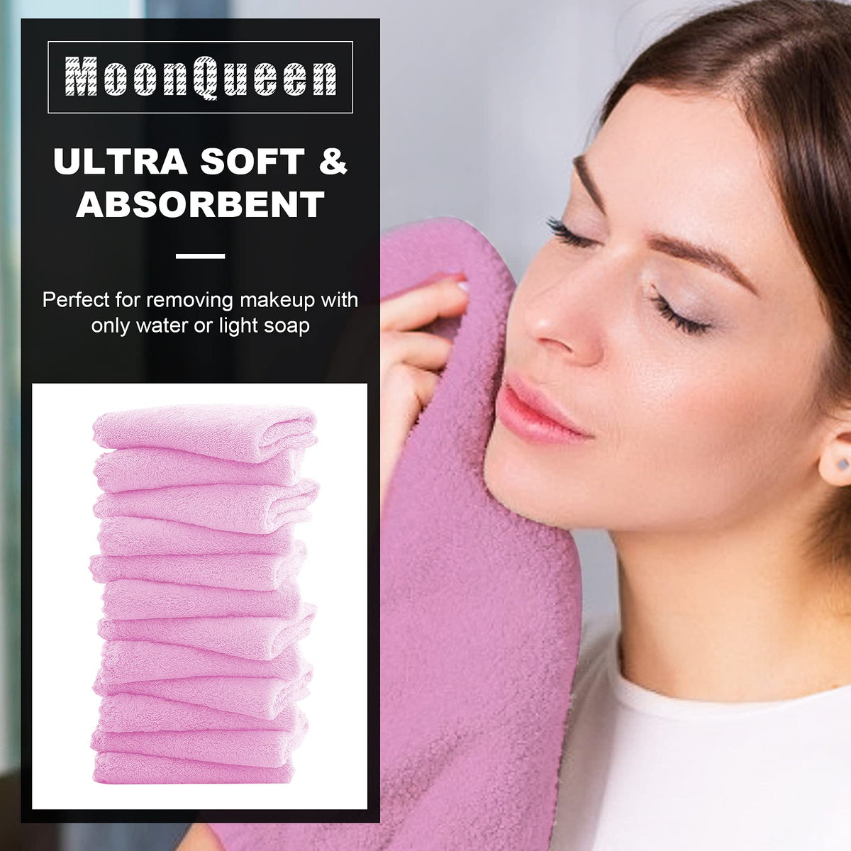 MOONQUEEN close-up of microfiber texture showing soft fibers and gentle exfoliation