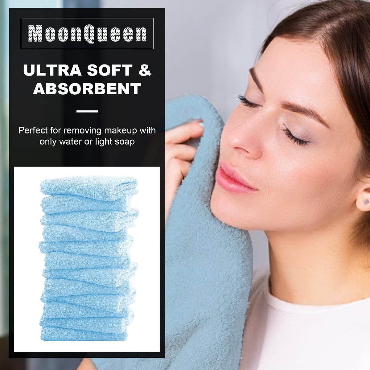 MOONQUEEN close-up microfiber texture revealing soft fibers for gentle cleansing