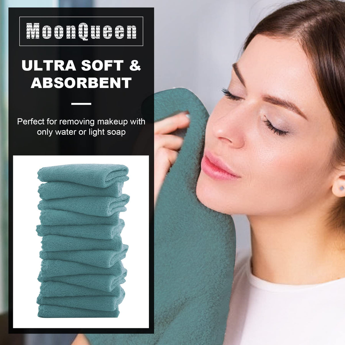MOONQUEEN close-up of microfiber texture showing soft fibers for gentle cleansing