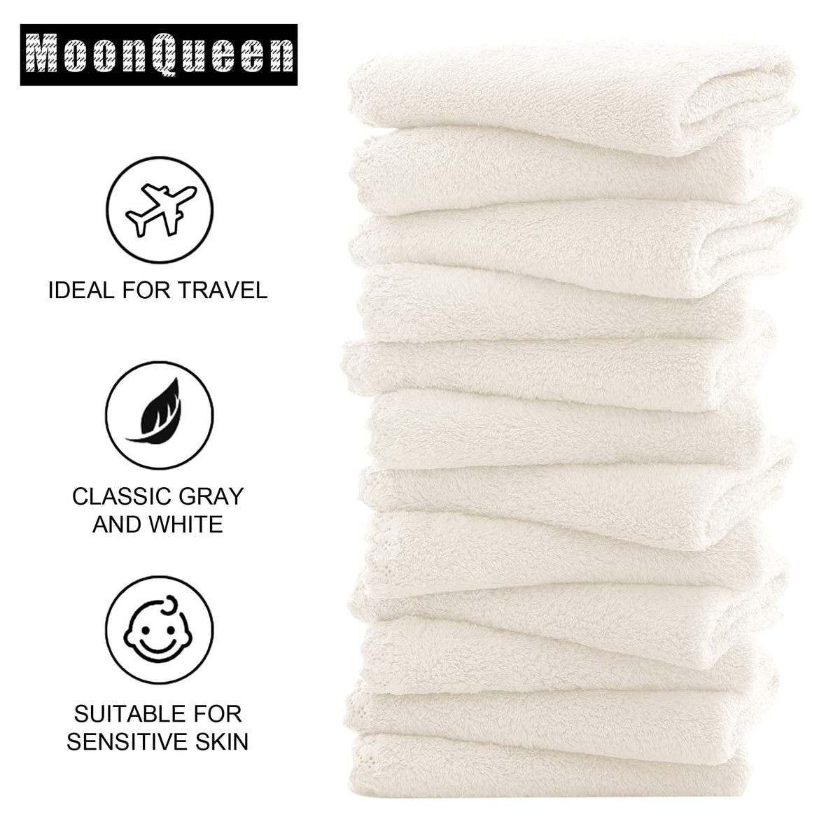 MOONQUEEN cloth in hand removing makeup demonstrating quick, chemical-free cleansing