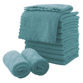 MOONQUEEN front pack of twelve teal cloths showing clean organization and convenience
