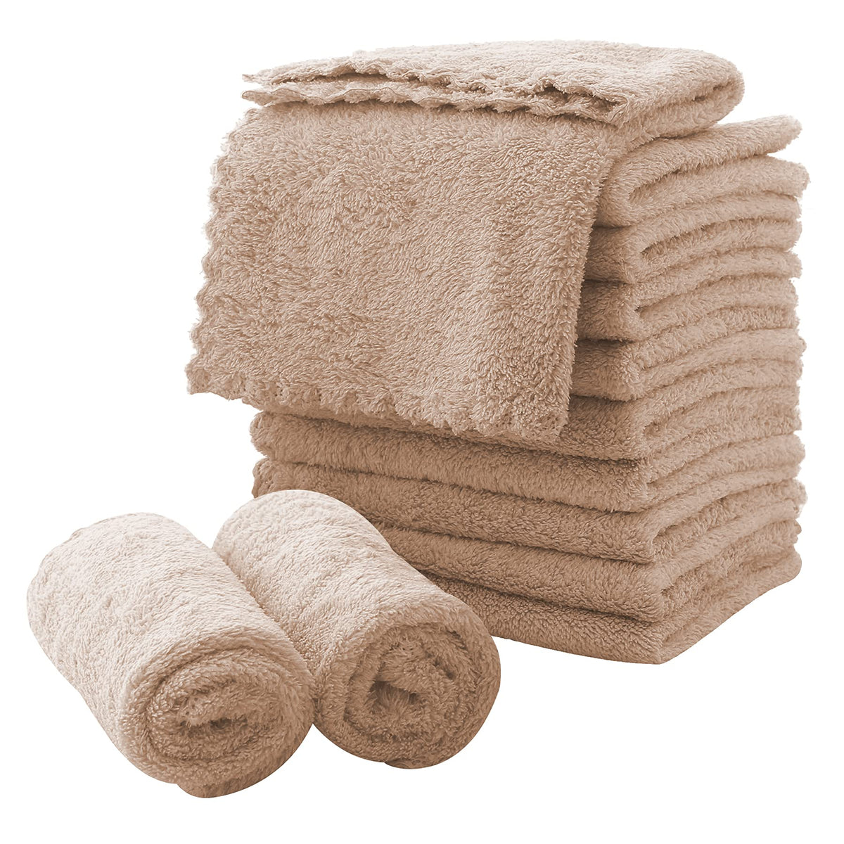 MOONQUEEN front packaging showing 12 brown microfiber cloths and benefits