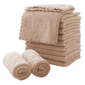 MOONQUEEN front packaging showing 12 brown microfiber cloths and benefits