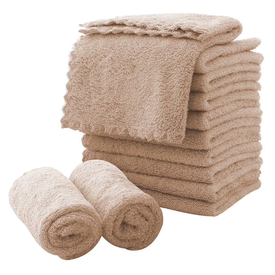 MOONQUEEN front packaging showing 12 brown microfiber cloths and benefits