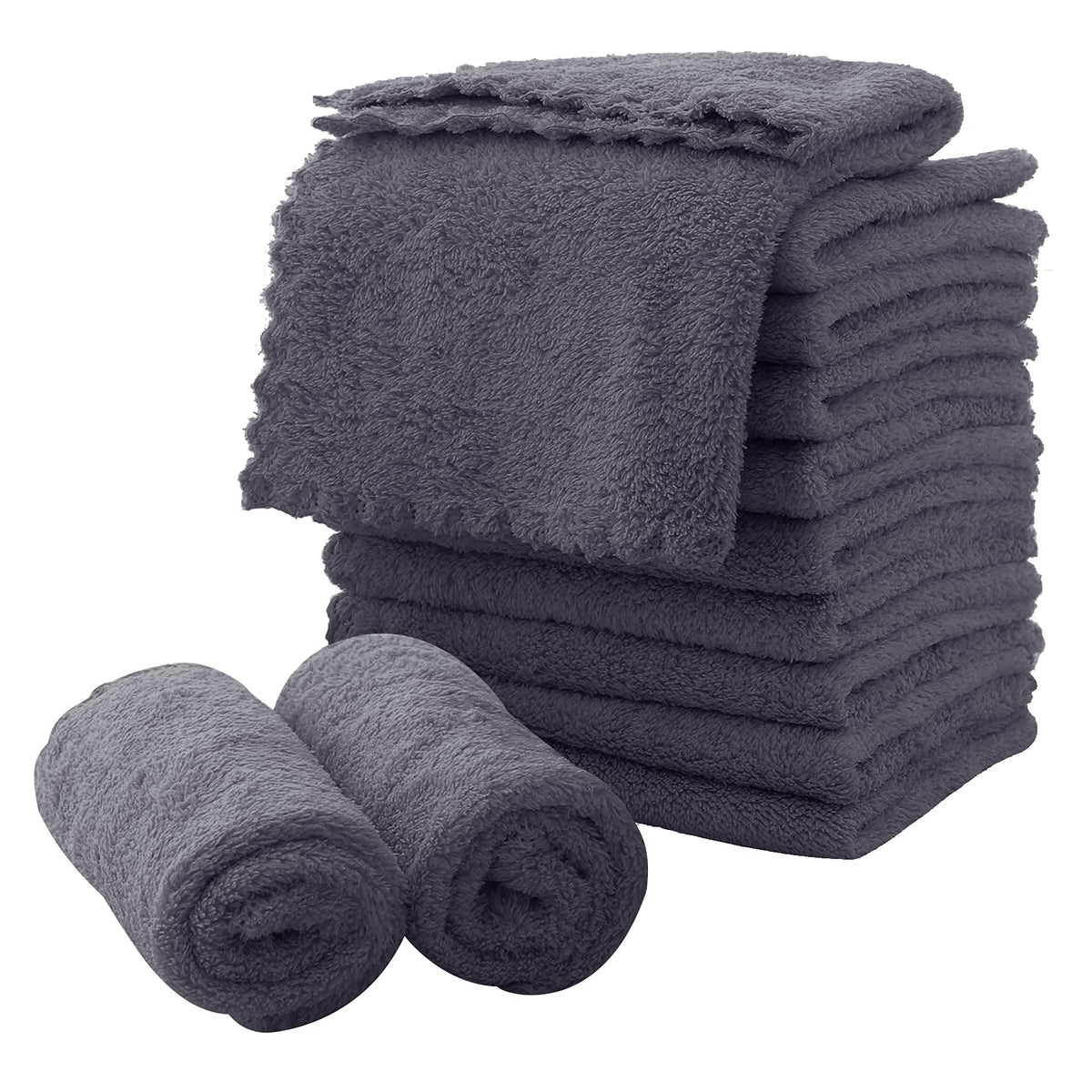 MOONQUEEN front stack of twelve grey cloths showing neat pack and convenience