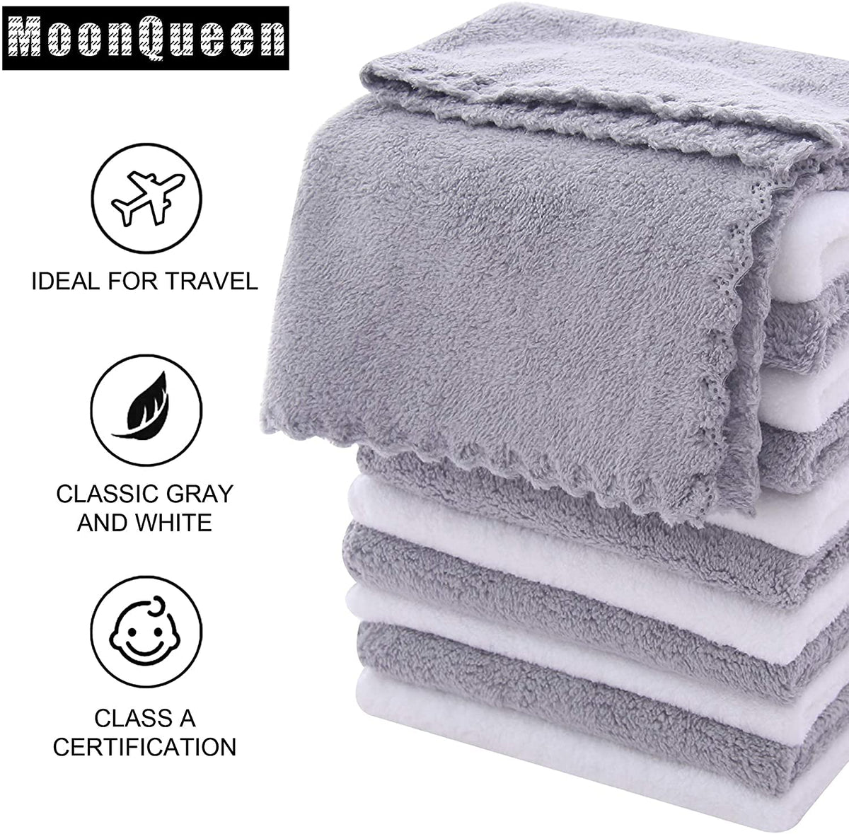 MOONQUEEN fiber and care label detail showing durable materials and easy maintenance benefit