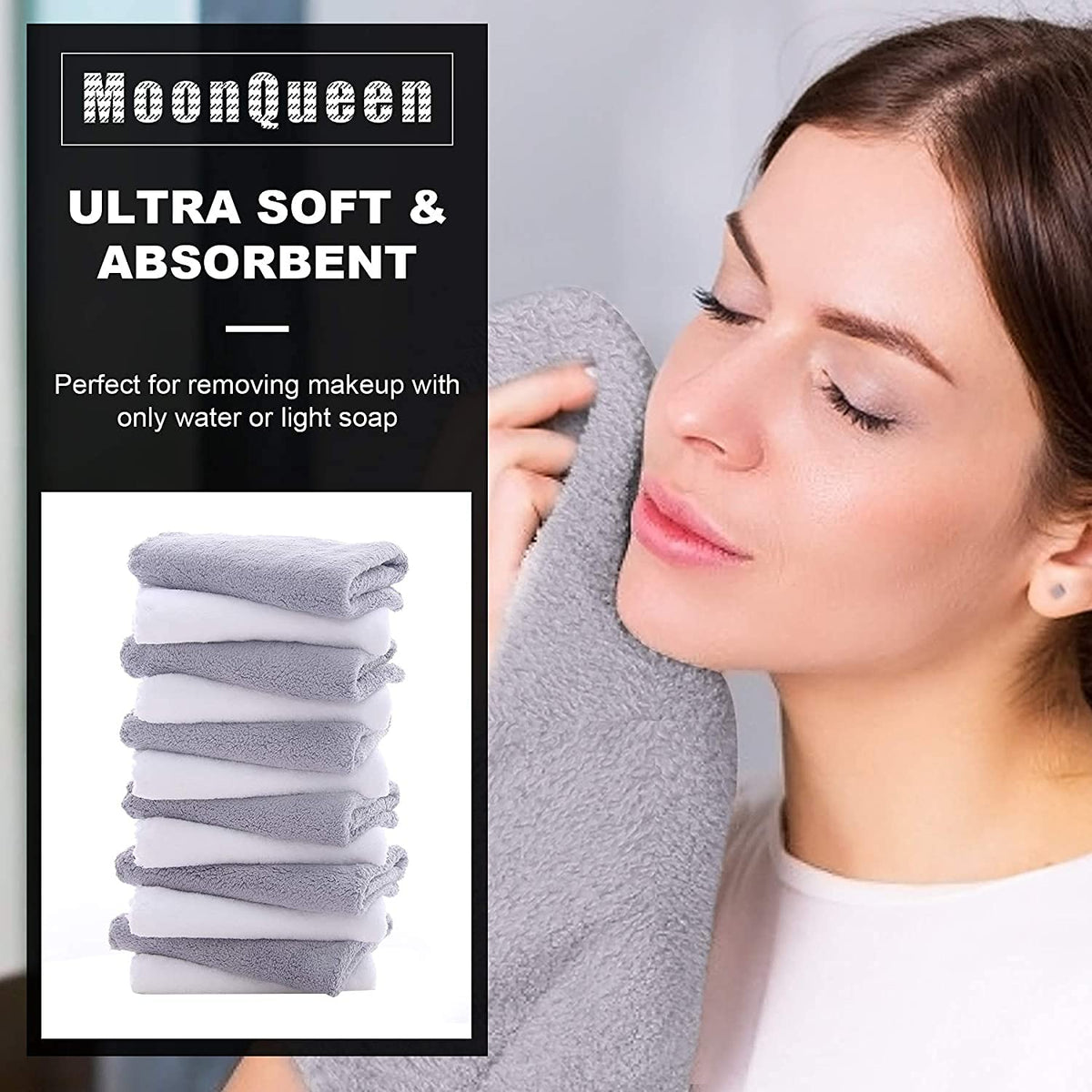 MOONQUEEN close-up microfiber texture showing softness and gentle exfoliation benefit