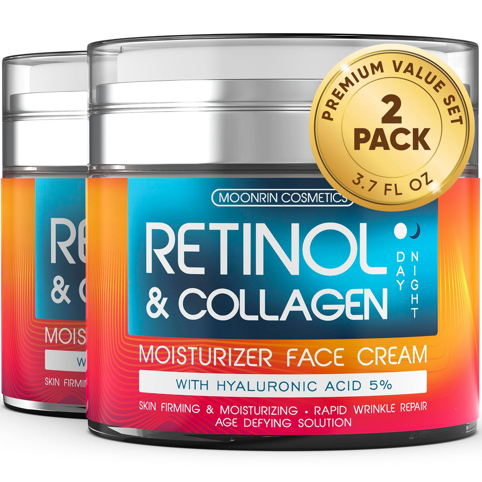 MOONRIN COSMETICS front packaging of the 2-pack retinol cream showing jars and benefits
