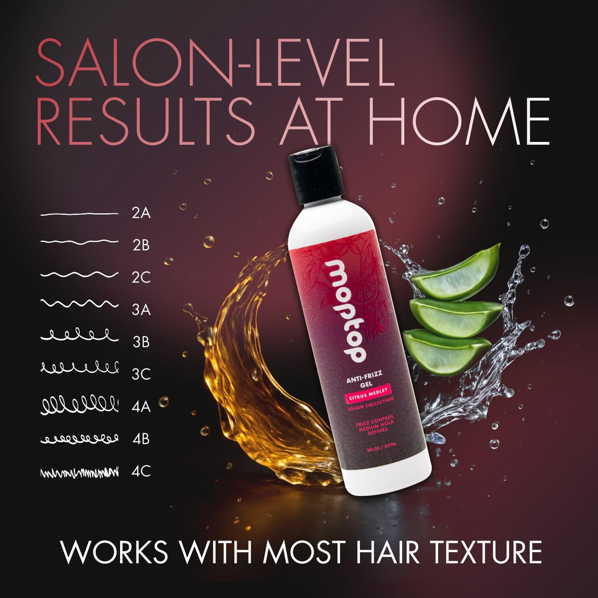 MopTop applying gel to wet hair demonstrating even distribution and curl activation