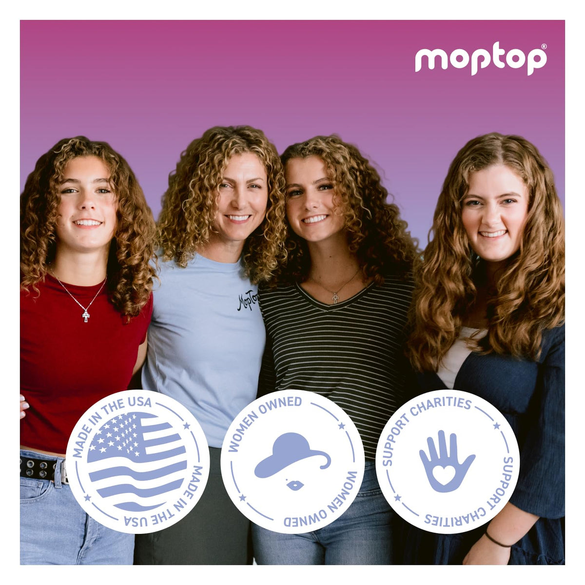 MopTop on bathroom shelf styled lifestyle image suggesting everyday routine benefit