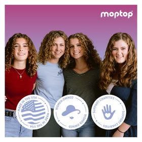 MopTop on bathroom shelf styled lifestyle image suggesting everyday routine benefit