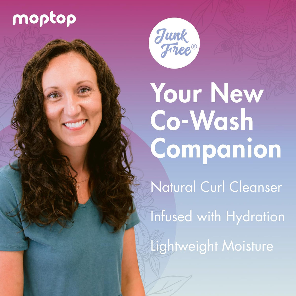 MopTop texture pump close-up showing creamy gel consistency and moisturize benefit