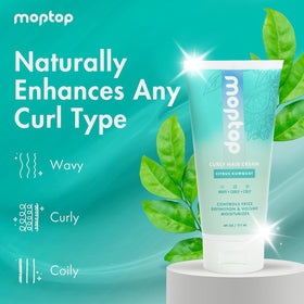 MopTop curl cream applied to wet hair for improved curl definition
