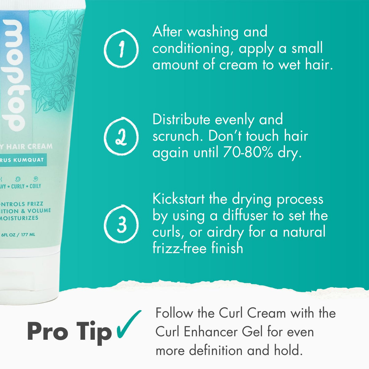 MopTop curl cream used with diffuser to boost curl volume