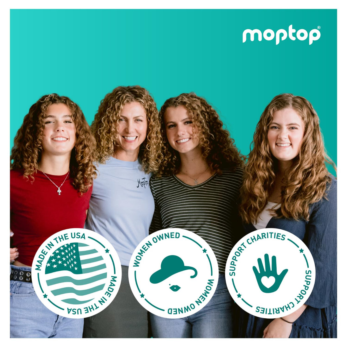MopTop curl cream on bathroom shelf styled in natural routine