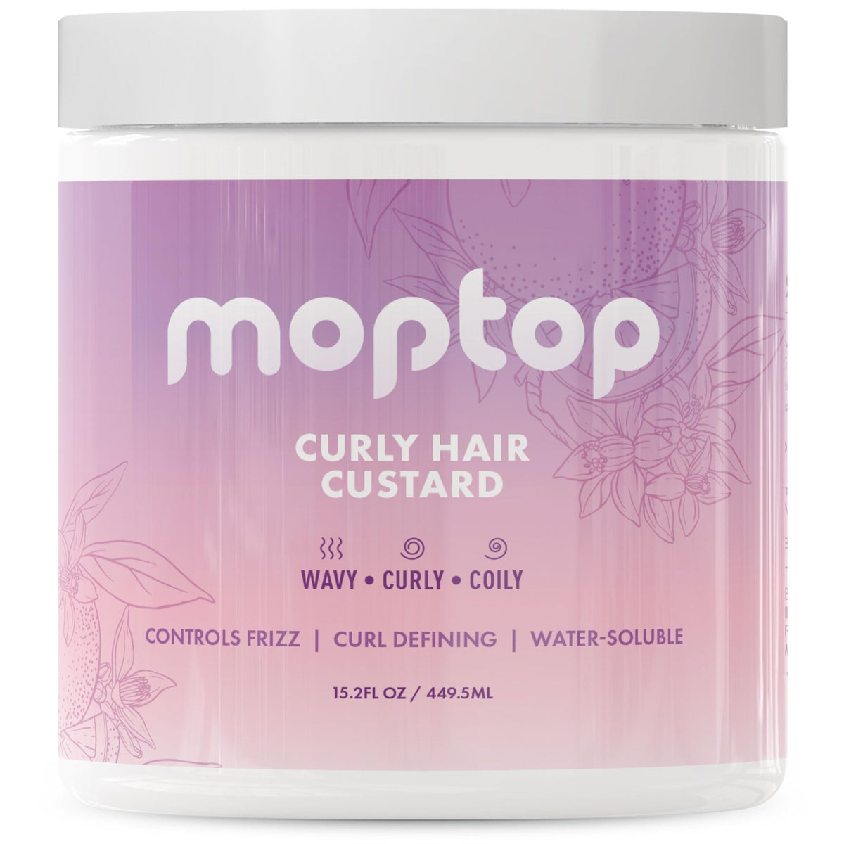MopTop front jar view showing citrus kumquat label and sleek packaging benefit