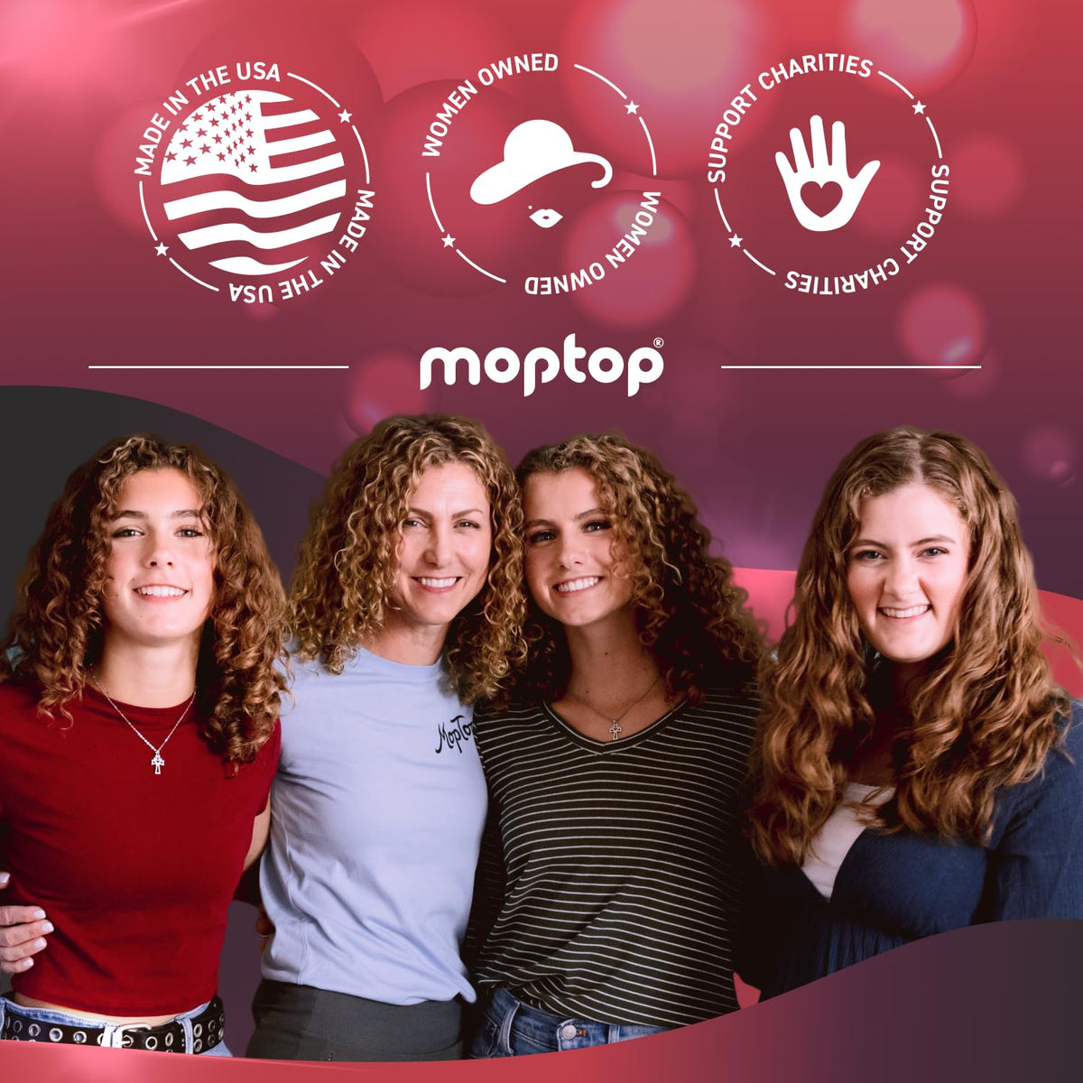 MopTop styled outdoor curls lifestyle shot showing long-lasting definition and shine