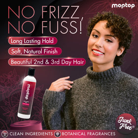 MopTop open jar texture close-up showing gel sheen and nourishing formula benefits