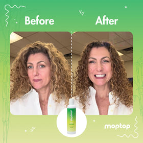 MopTop shampoo being applied in shower showcasing effective everyday use