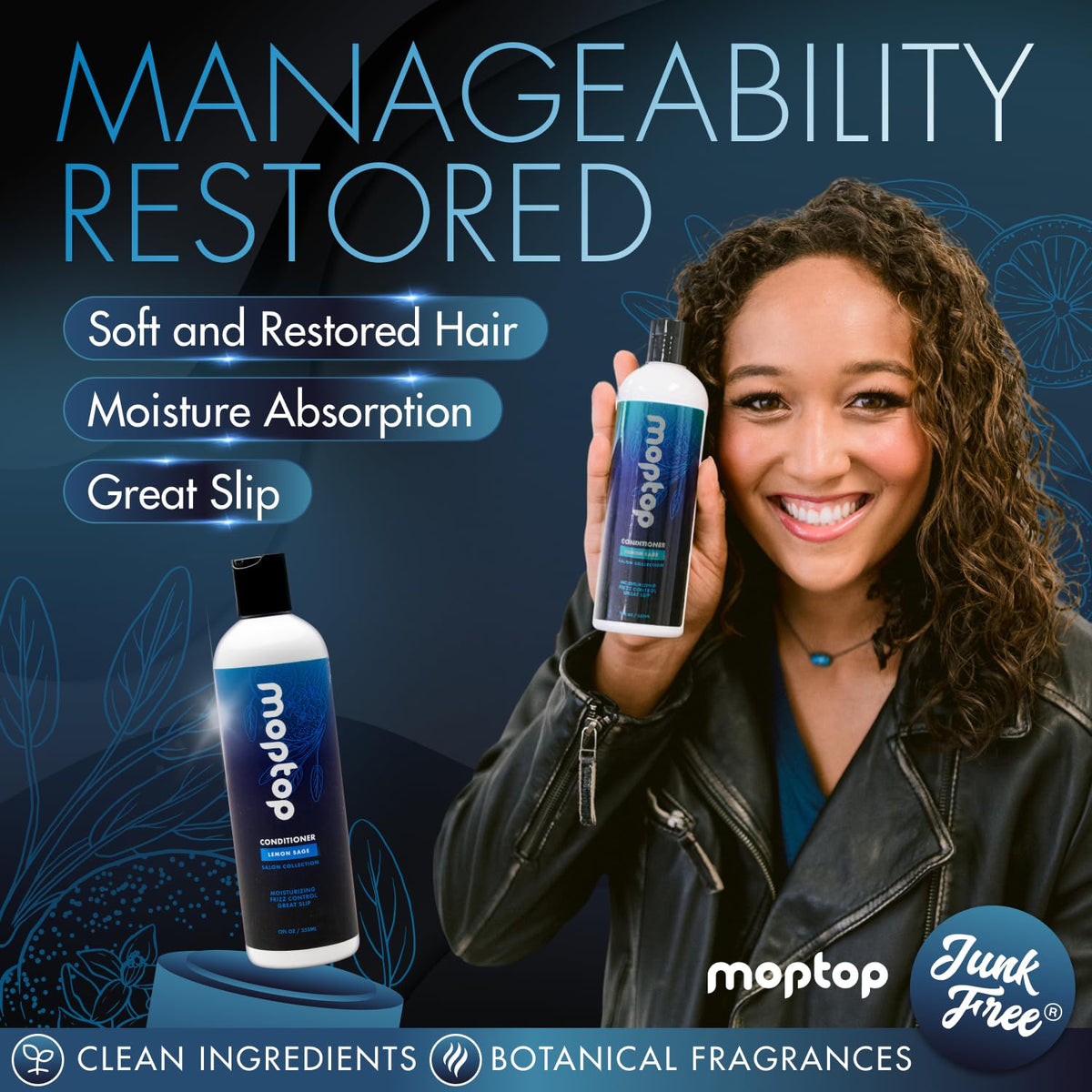 MopTop creamy conditioner texture close-up showing hydration and slip