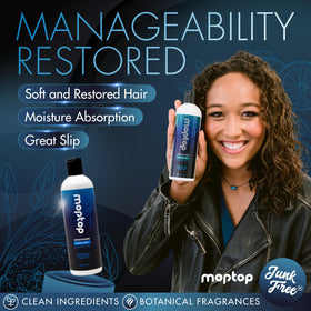 MopTop creamy conditioner texture close-up showing hydration and slip