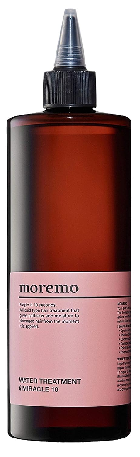 MOREMO bottle front view showing label benefits and quick 10-second repair