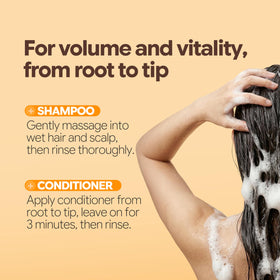 Morethan8 rich lather on hair demonstrating volumizing and cleansing benefit