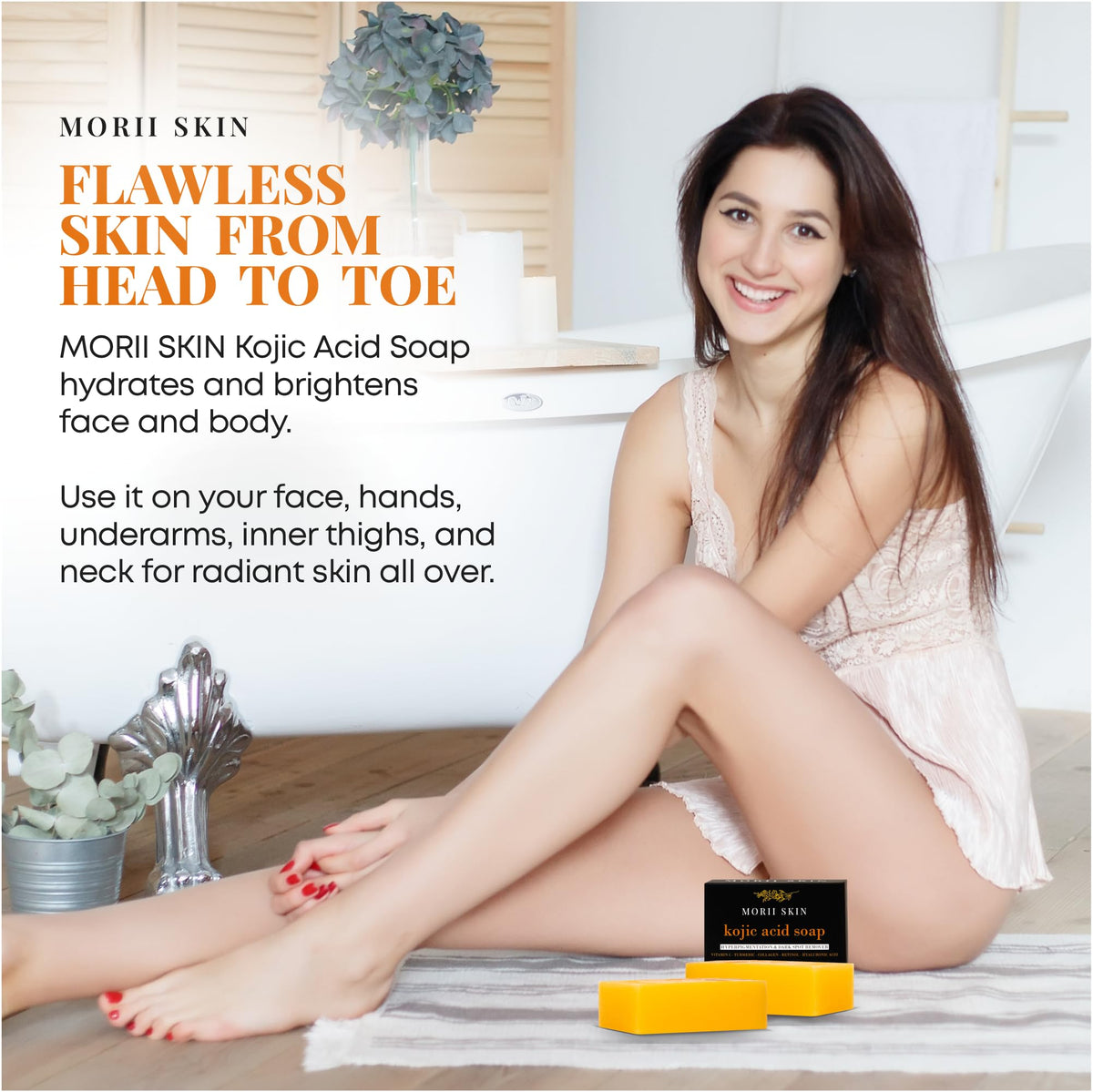 MORII SKIN lather applied to cheek demonstrating gentle cleansing action