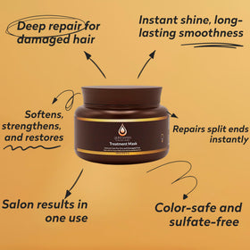 Moroccan Gold Series before and after hair strand comparison showing smoother, stronger-looking hair