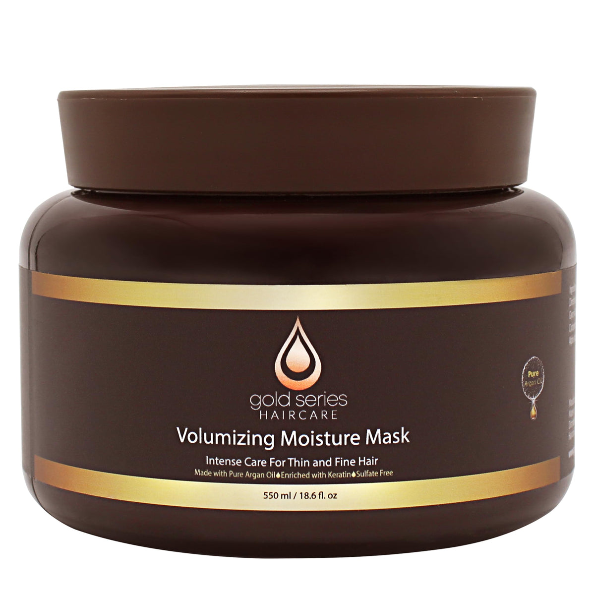 Moroccan Gold Series front jar showing product and branding for restorative treatment