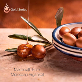 Moroccan Gold Series jar next to ruler showing 8.45oz scale for size and value clarity