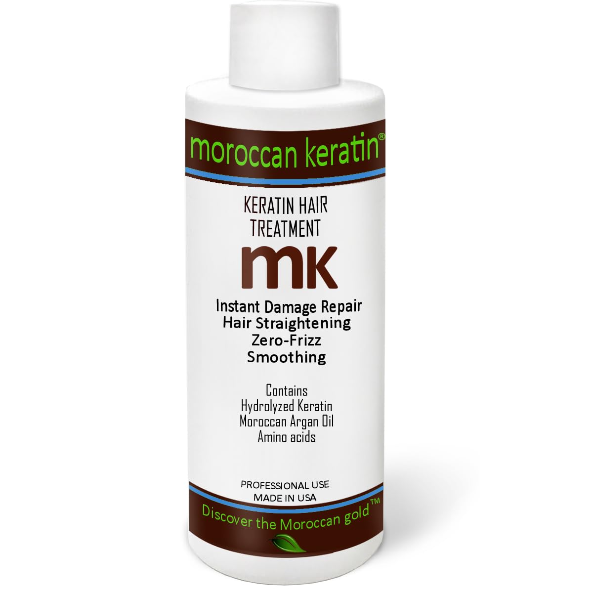 MOROCCAN KERATIN front packaging showing clean professional bottle and clear branding