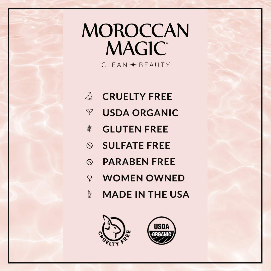 Moroccan Magic ingredient label closeup with argan oil for trusted purity