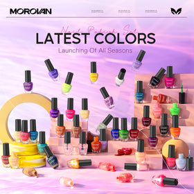 Morovan color array flatlay displaying 48 shades to match any outfit quickly