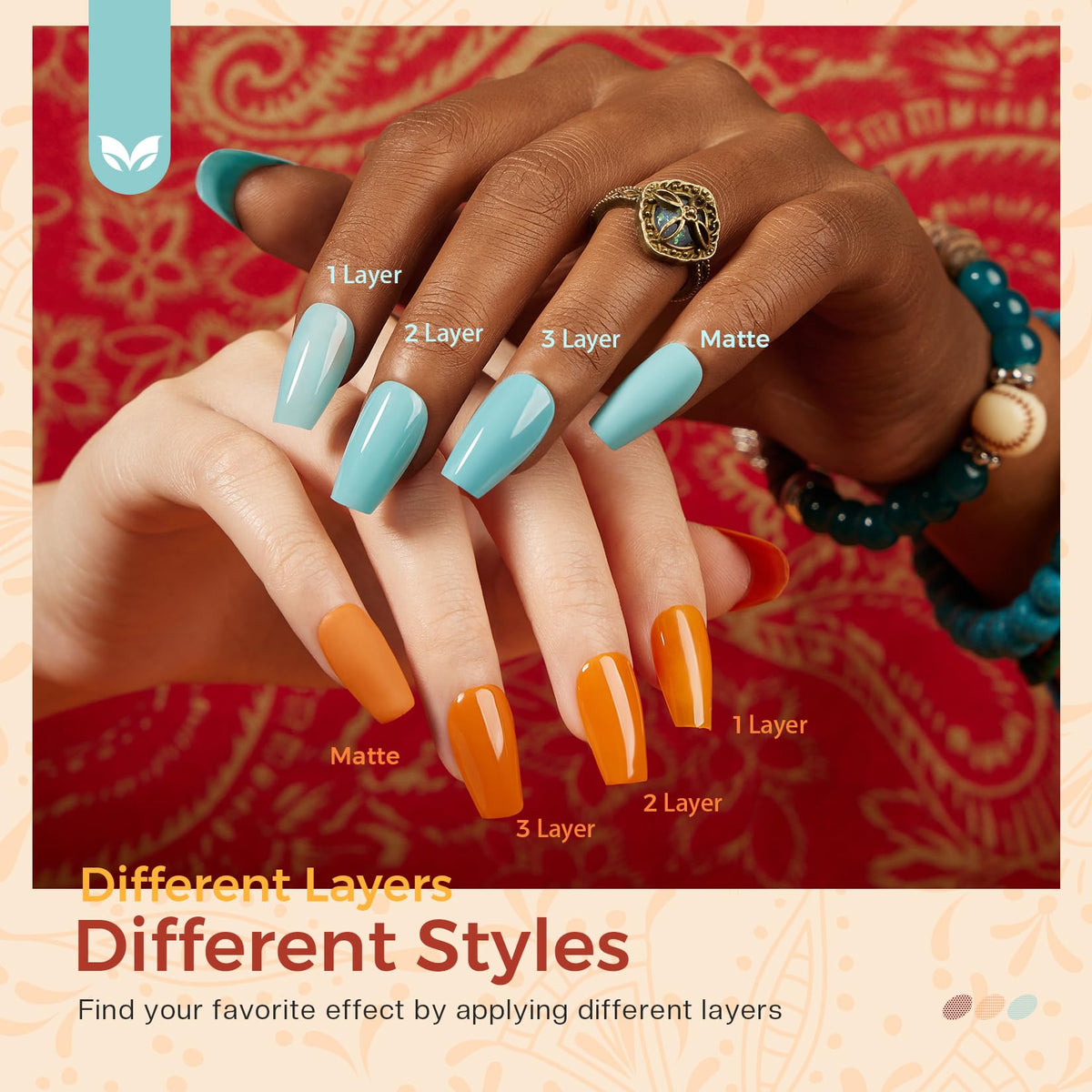 Morovan festival-style nails with layered colors for bold boho looks