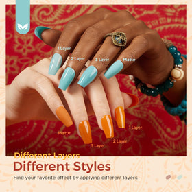 Morovan festival-style nails with layered colors for bold boho looks