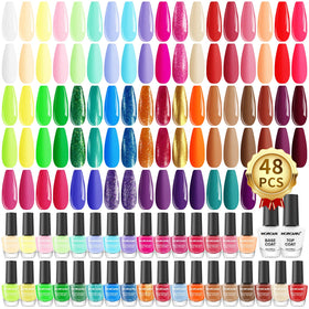 Morovan front packaging showing 48-piece set and included base and top coat for variety