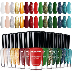 Morovan front packaging showing the full holiday nail polish set and festive appeal