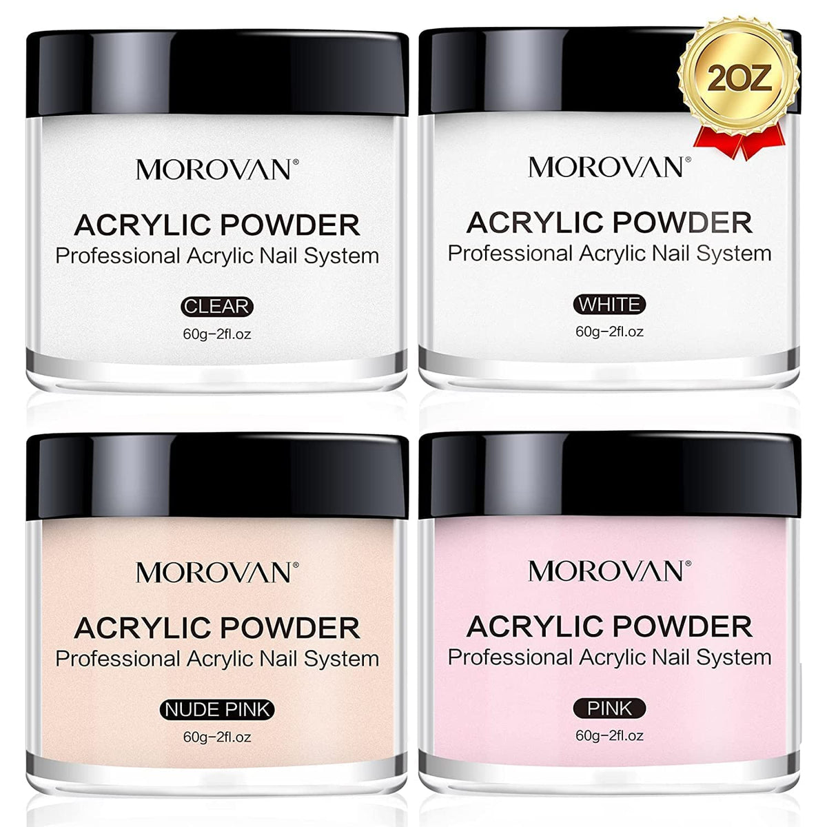 Morovan front packaging showing the four-color acrylic kit and its professional appeal