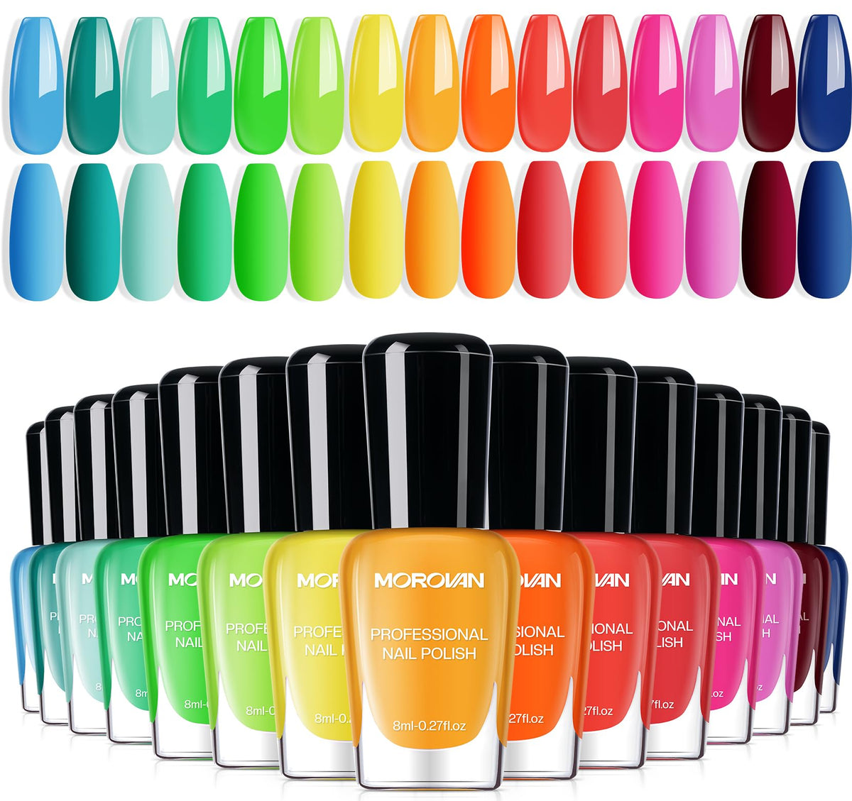 Morovan front packaging showing full 15-color set and compact design benefit