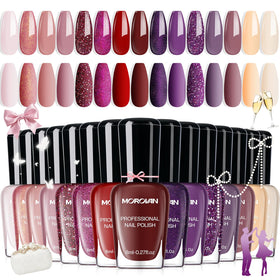 Morovan front packaging showing all 15 shades and quick-dry benefit
