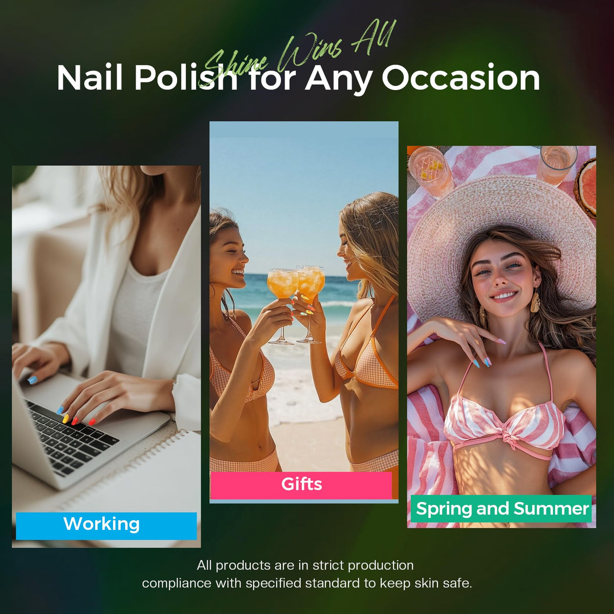 Morovan holiday lifestyle scene with festive nails for party-ready looks benefit