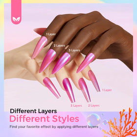 Morovan nails styled with a summer outfit to show wearable pastel and iridescent color combinations