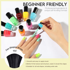 Morovan nail swatch fan showing all 15 colors for easy color selection benefit