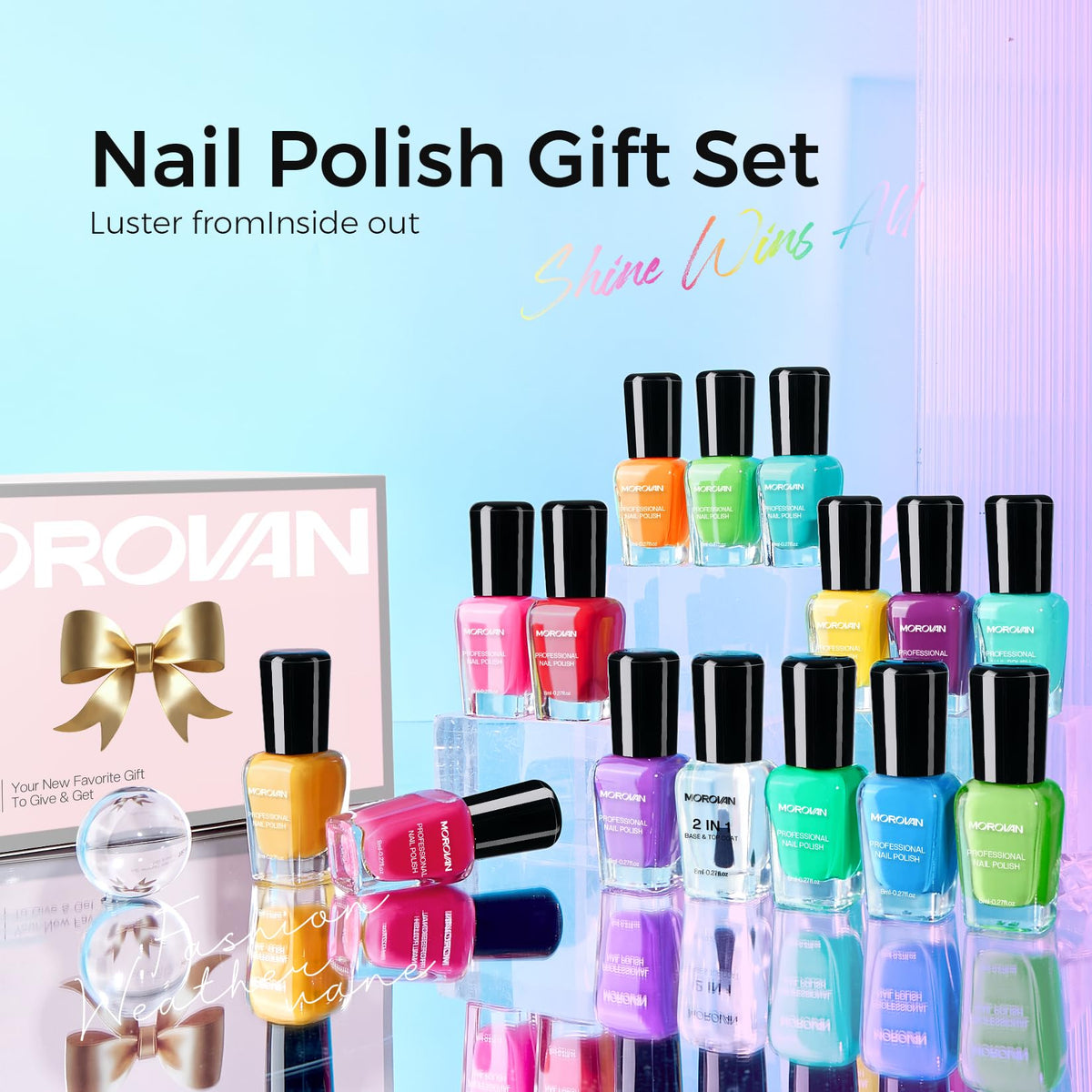 Morovan open kit with all bottles arranged to show color variety and portability